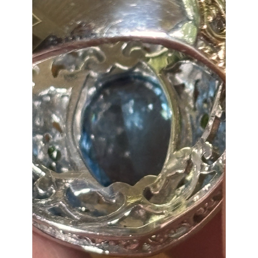 Gems En Vogue London Blue Topaz and Chrome Diopside Sterling Ring Size 9 - Picture 4 of 11